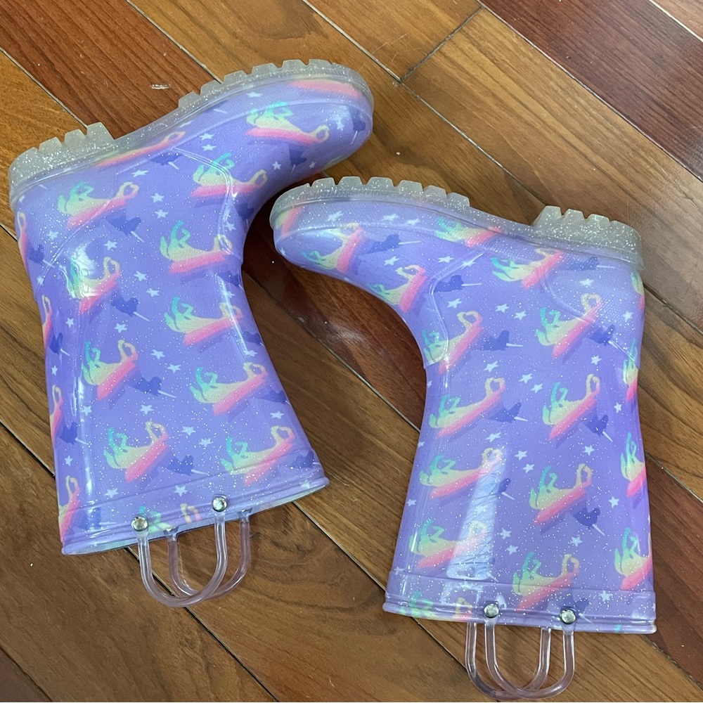 Kid’s Purple Unicorn Rain Boots (Light-Up), Size 1